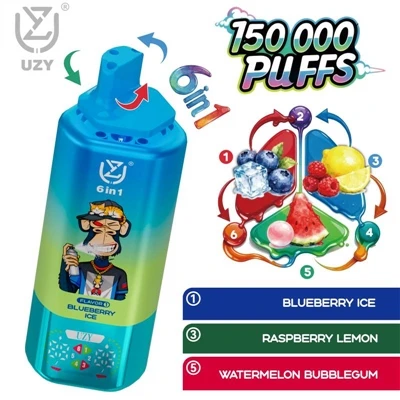 UZY 6-in-1 150K einnota rafsígarettu|150.000 púst, sex bragðaskipti, 64ml mjö...
