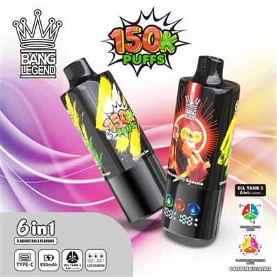 BANG LEGEND 150K PUFFS VAPE — Nýtt viðmið fyrir hágæða einnota E-sígarettur.