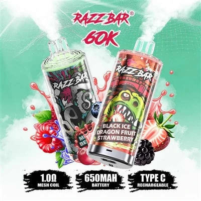 Razz Bar 65K+ Puffs Vape: Tæki sem tekur „hamingju lata manneskju“ til hins ý...